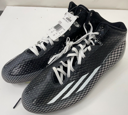 Adidas Mens 12.5 Adizero 5 Star 3.0 Mid Football Cleats Black White Platinum