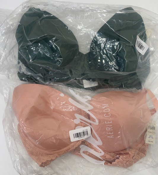Lot of 2 Aerie Real Sunnie Full Coverage Lightly Lined Blossom Lace Bra Sz 36DD