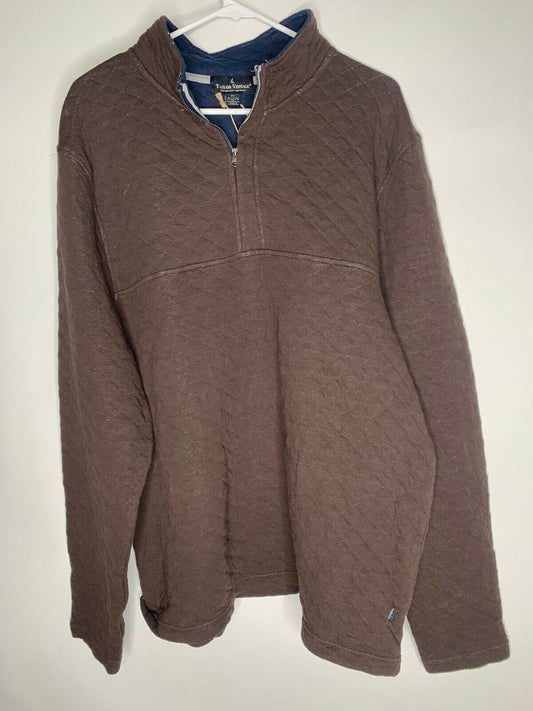 Tailor Vintage Mens Quilted Quarter Zip Pullover Sweater Sweatshirt Knit Jacket