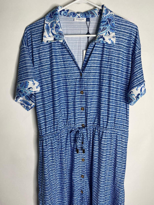 Cabana Life Charleston Relaxed Shirt Dress Womens XL Blue 701-CA22