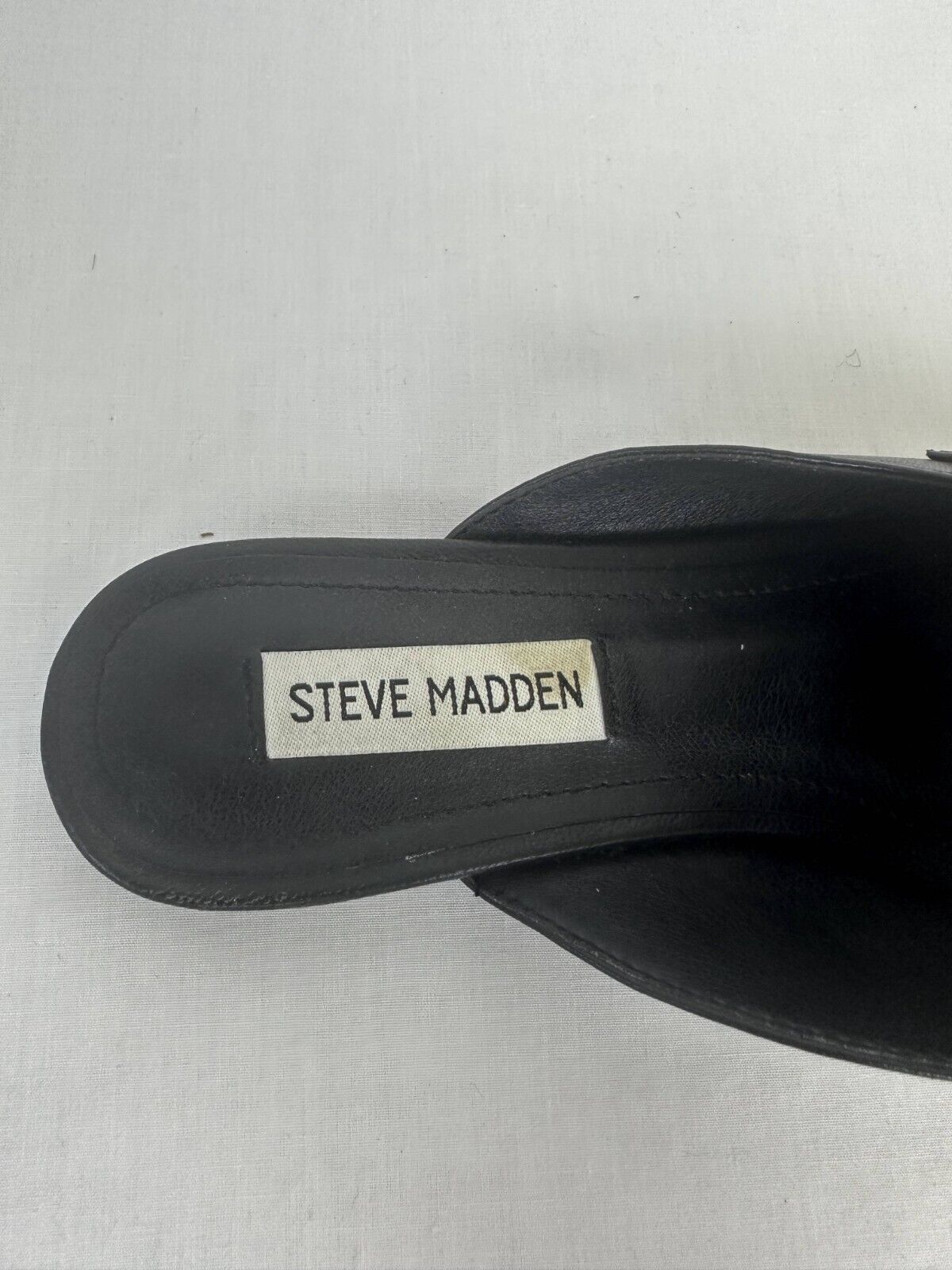 Steve Madden Womens 7.5 Flavor Mules Black Pointed Toe Slip On Leather 6602671