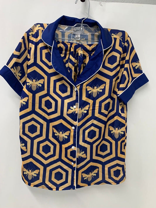 Averie Womens XS Colbee Two Piece Pajama Set Shorts & Shirt Honeycomb Satin