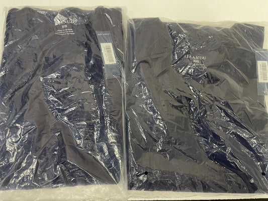 Lot of 2 Jaanuu Womens XXS 4-Pocket V-Neck Scrub Top Navy Medical Stretch Shirt