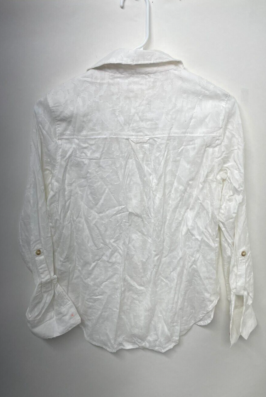 Maeve anthropologie Womens 2 Button Down Shirt Long Sleeve White Burnout