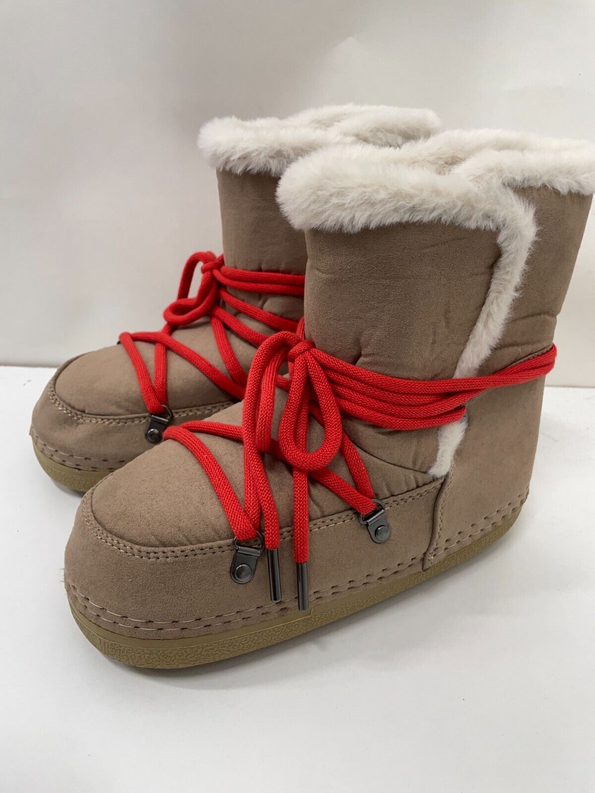 JustFab Womens M Avery Shearling Lace Up Boot Brown Cold Weather CW2254071-4338