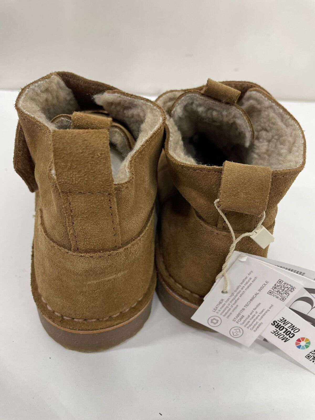 Zara Big Kids 2 Suede Leather Ankle Boots Taupe Hook & Loop Strap 4150/030/131