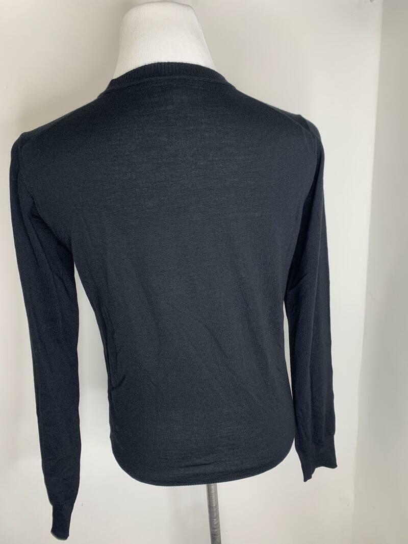 Emporio Armani Mens 48 Black Solid Virgin Wool Crewneck Pullover Sweater Jumper