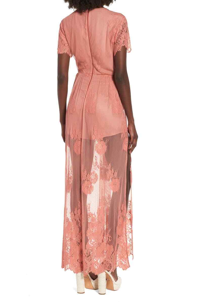 Show Me Your Mumu Womens S Alina Maxi Romper Lace Dress Pink Blush NWT