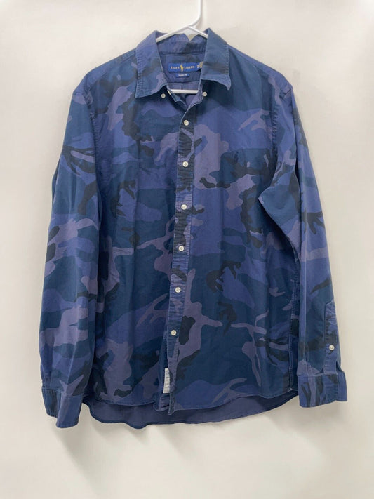 Ralph Lauren Mens XL Classic Fit Button Down Shirt Camo Print Blue 37751552