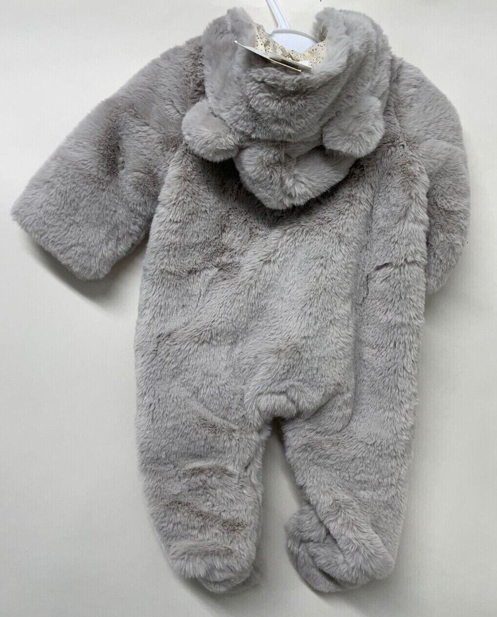 Zara Baby Faux Fur Romper 1 Piece Teddy Bear Hooded Jumpsuit 0248/557 Gray Plush