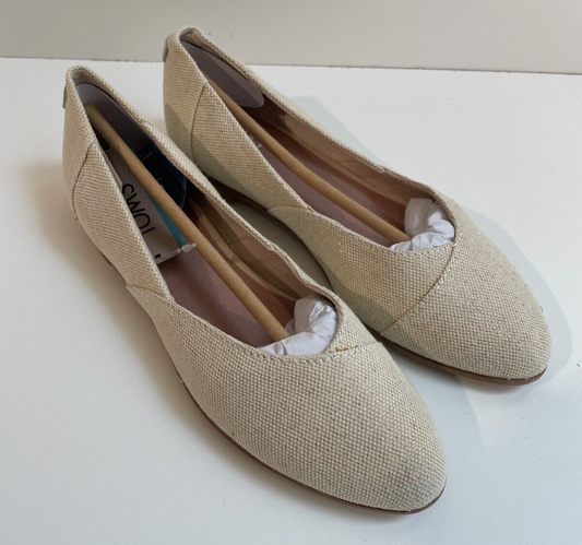 TOMS Women's 7 Jutti Neat Slip On Canvas Flat Off White Almond Toe 555678