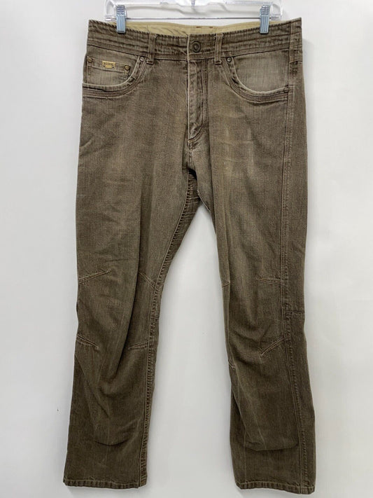 Kuhl Rydr Mens 32x34 Vintage Patina Dye Jeans  Brown Denim Straight Leg Stretch