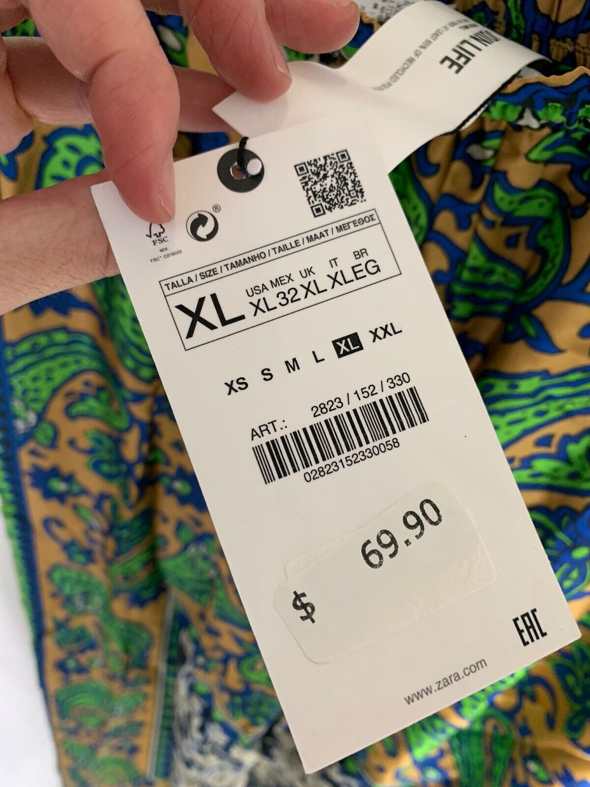 Zara Womens XL Paisley Printed Satin Lounge Pajama Pants Pull On