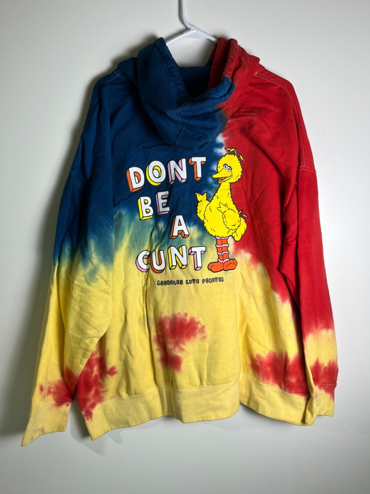 A**holes Live Forever Mens 3XL Don't Be A C**t Bird Tie Dye Hoodie Big ALF Linda