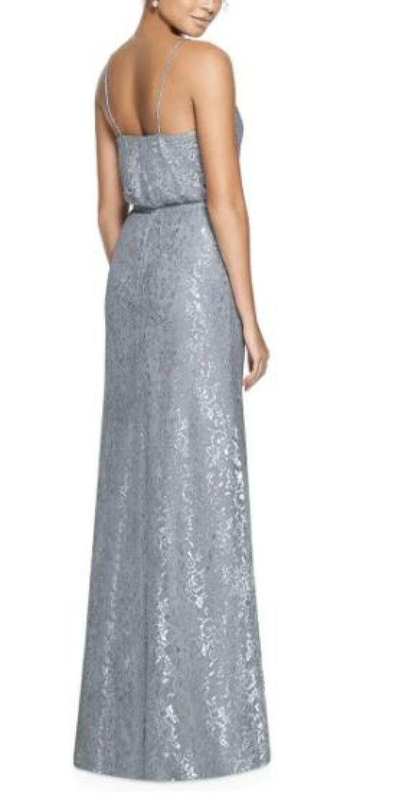After Six Womens 6 Platinum Blue Gray Metallic Lace Two-Piece Gown Formal Dress