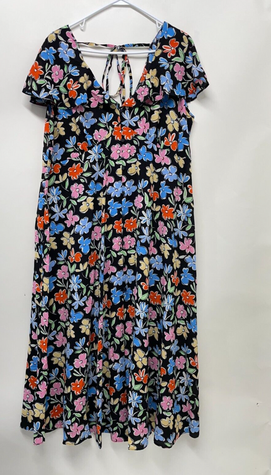 ASOS Maternity 16 Flutter Sleeve Midi Tea Dress with Buttons Multi Floral NWT