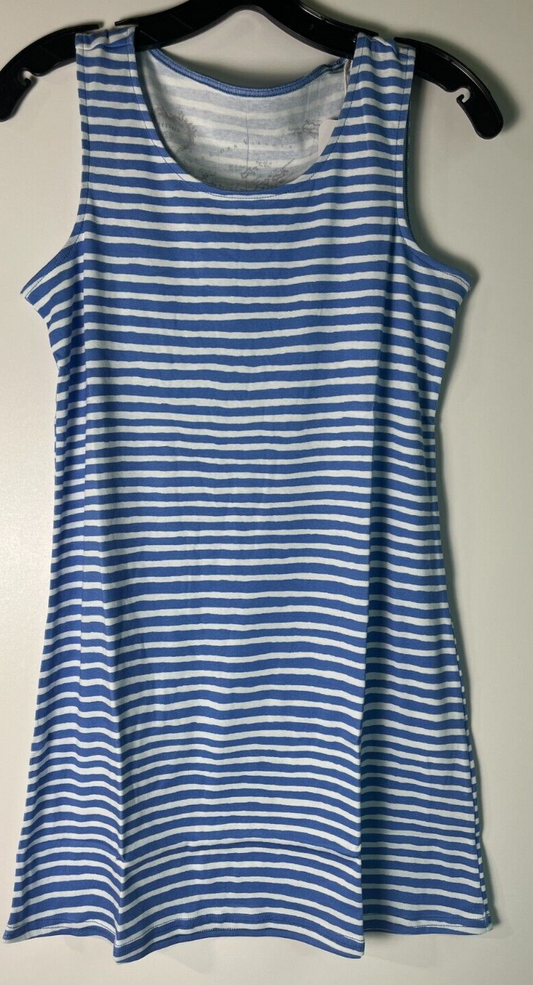 HIHO Women's XS Saba Knee-Length Tank Dress Chalk Stripe Marine Blue DR-SAB