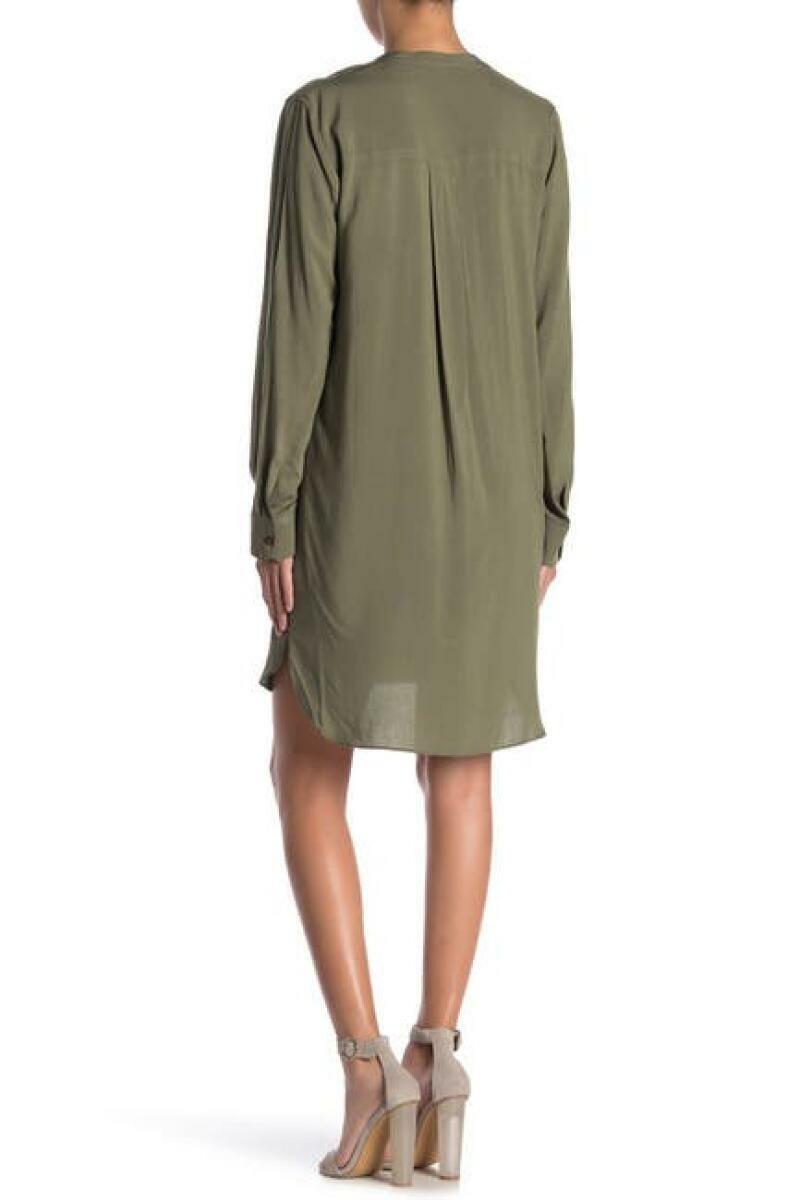 BCBGeneration Womens XS Dusty Olive Green Slit Sleeve Day Shirt Dress