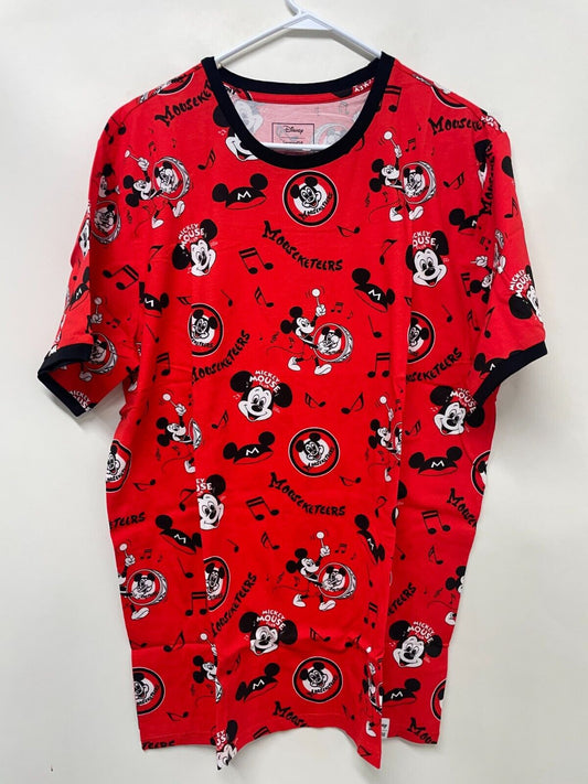 Loungefly Unisex Plus 2X Disney 100 Mouseketeers Ringer Tee Red Mickey Mouse NWT
