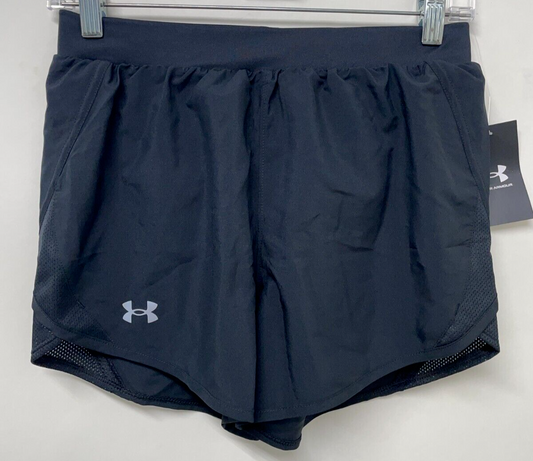 Under Armour Womens XS UA Fly By 2.0 Shorts Black Mesh Panels Athletic 1350196