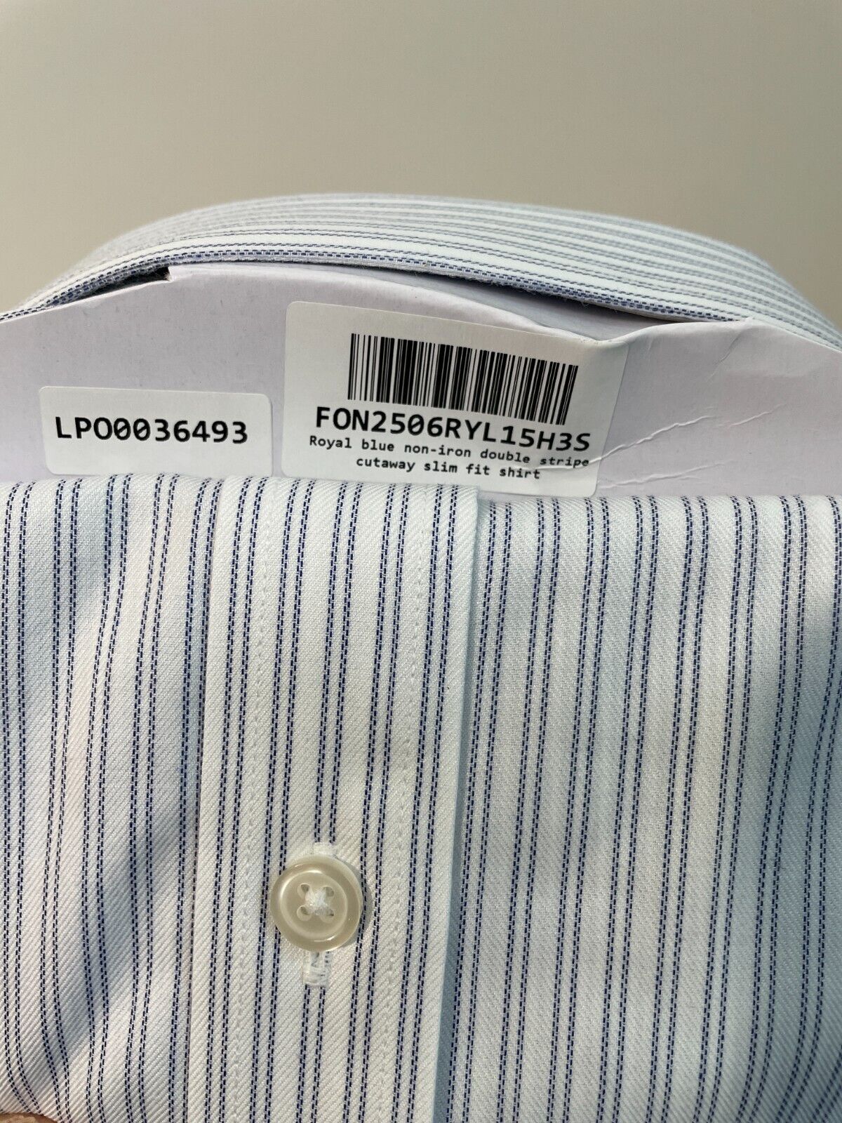 Charles Tyrwhitt Mens 15.5/33 Cutaway Collar Non-Iron Double Stripe Shirt Blue