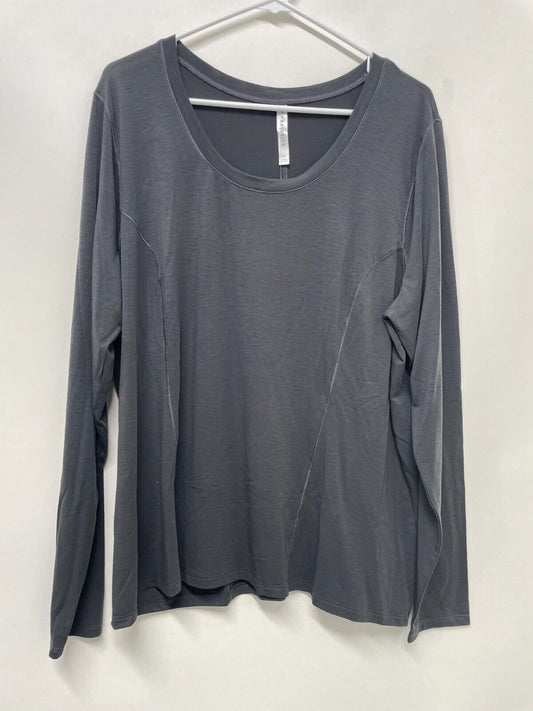 Fabletics Womens 2X Wool Base Layer Long-Sleeve Top Charcoal Grey Heater TK21504