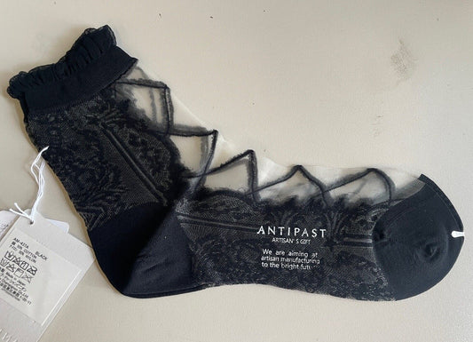 Antipast Women’s Black AM-437A Lace Mesh Socks Cotton Nylon Tapiestyle