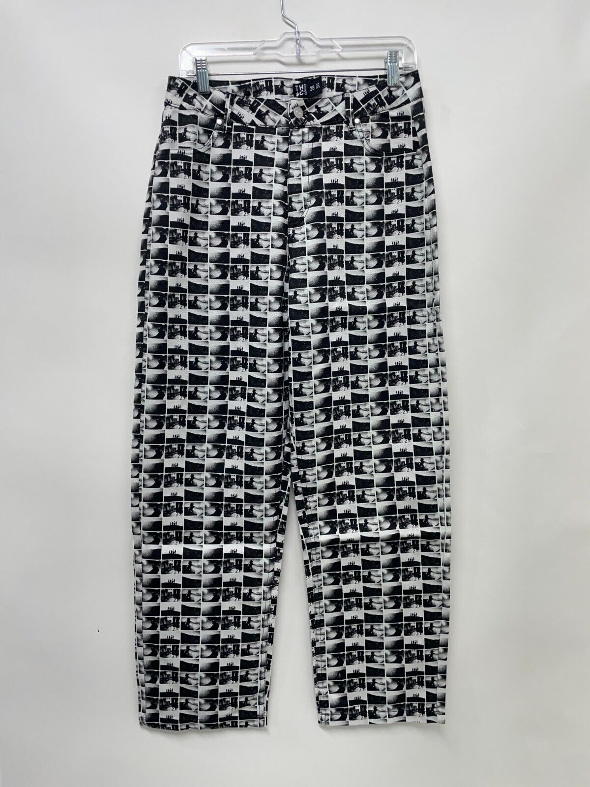 Afends Womens 28 Chaos Shelby Hemp Printed Long Pants Black Straight Cannabis