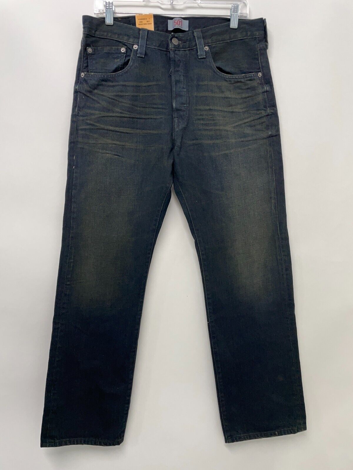 Levi's Mens 32 501 Original Fit Straight Leg Button Fly Jeans Dark Wash Stretch