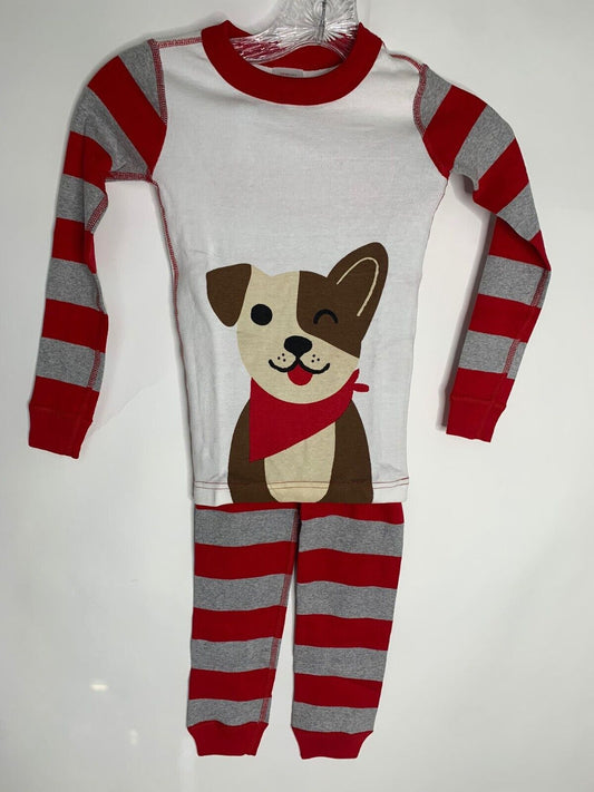 Hanna Andersson Girls 5 Long John Pajama 2 Piece Set Red Rover Dog Striped