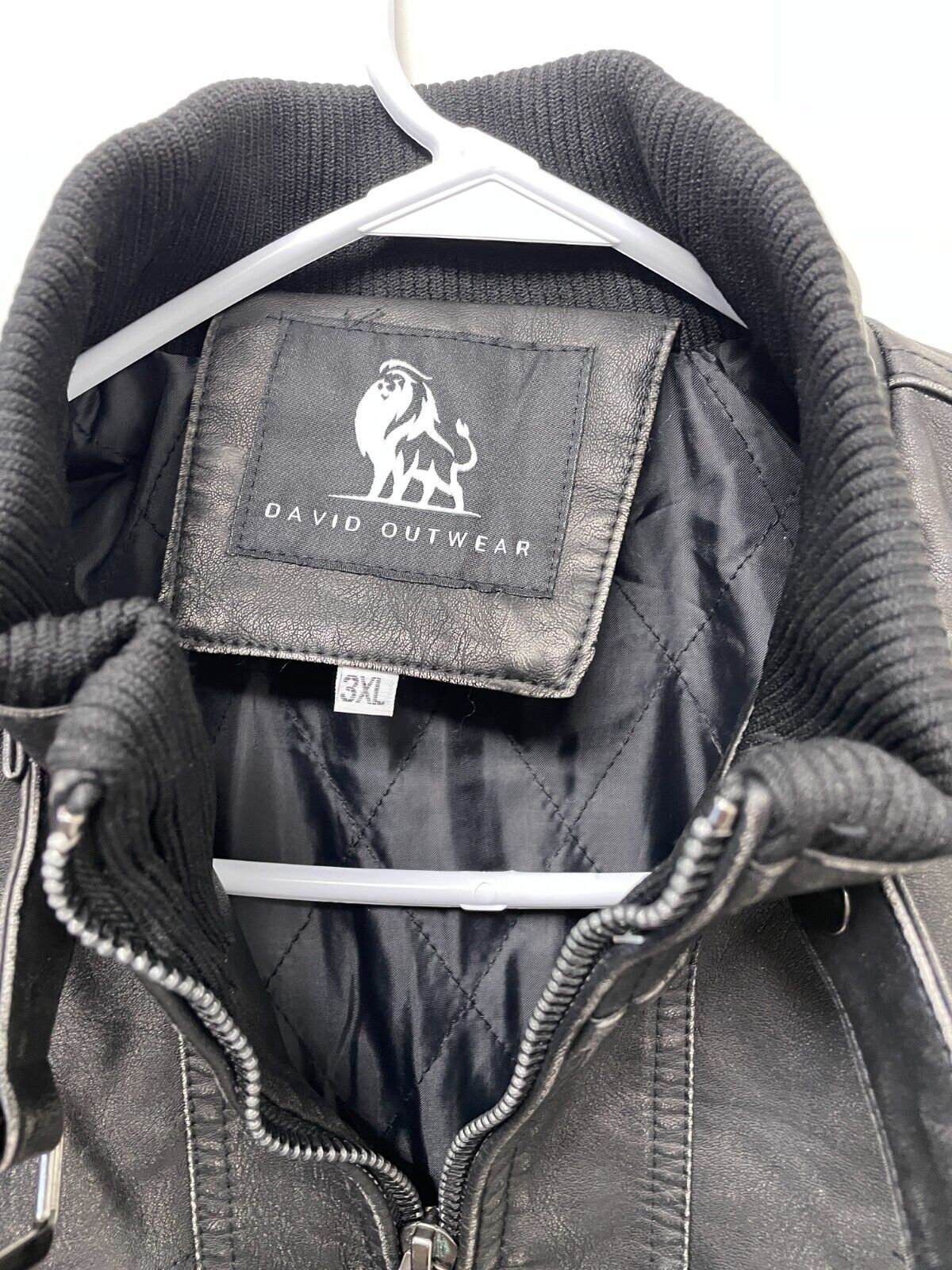 David Outerwear Mens 3XL Bonanza Faux Leather Jacket Black Full Zip Waterproof