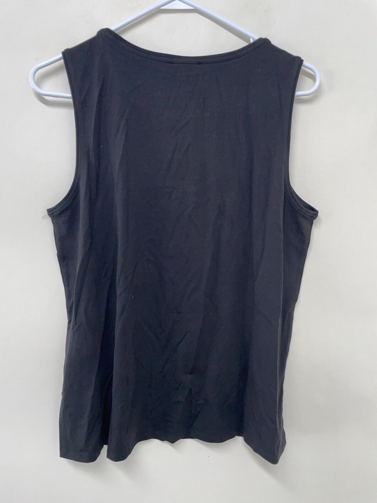 Eileen Fisher Womens M Stretch Jersey Knit Jewel Neck Tank Top Black QRTFF-U4283