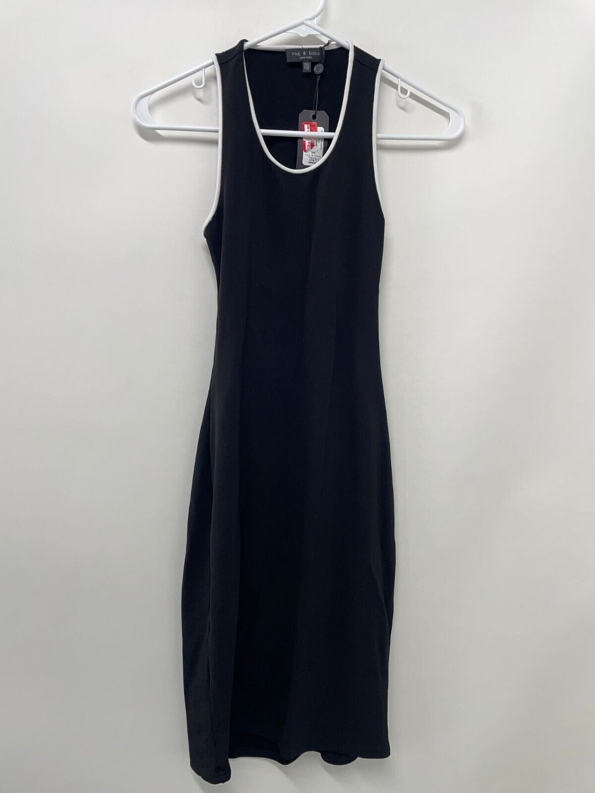 rag & bone Womens XXS Nora Piped Open-Back Dress Black Sleeveless Cutout Jersey
