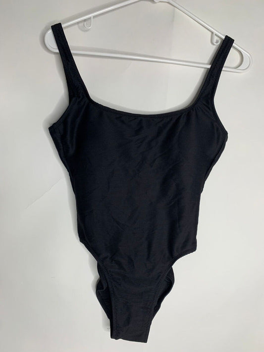 J Crew Womens 0 Black BF256 Long Torso Ribbed Square Neck One Piece Swimsuit