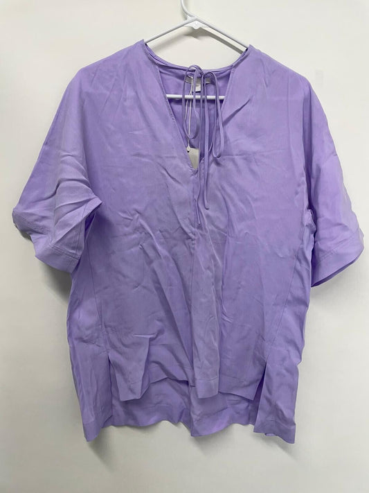 COS Womens 34 Lilac Tie Front V Neck Top Shirt Blouse Purple