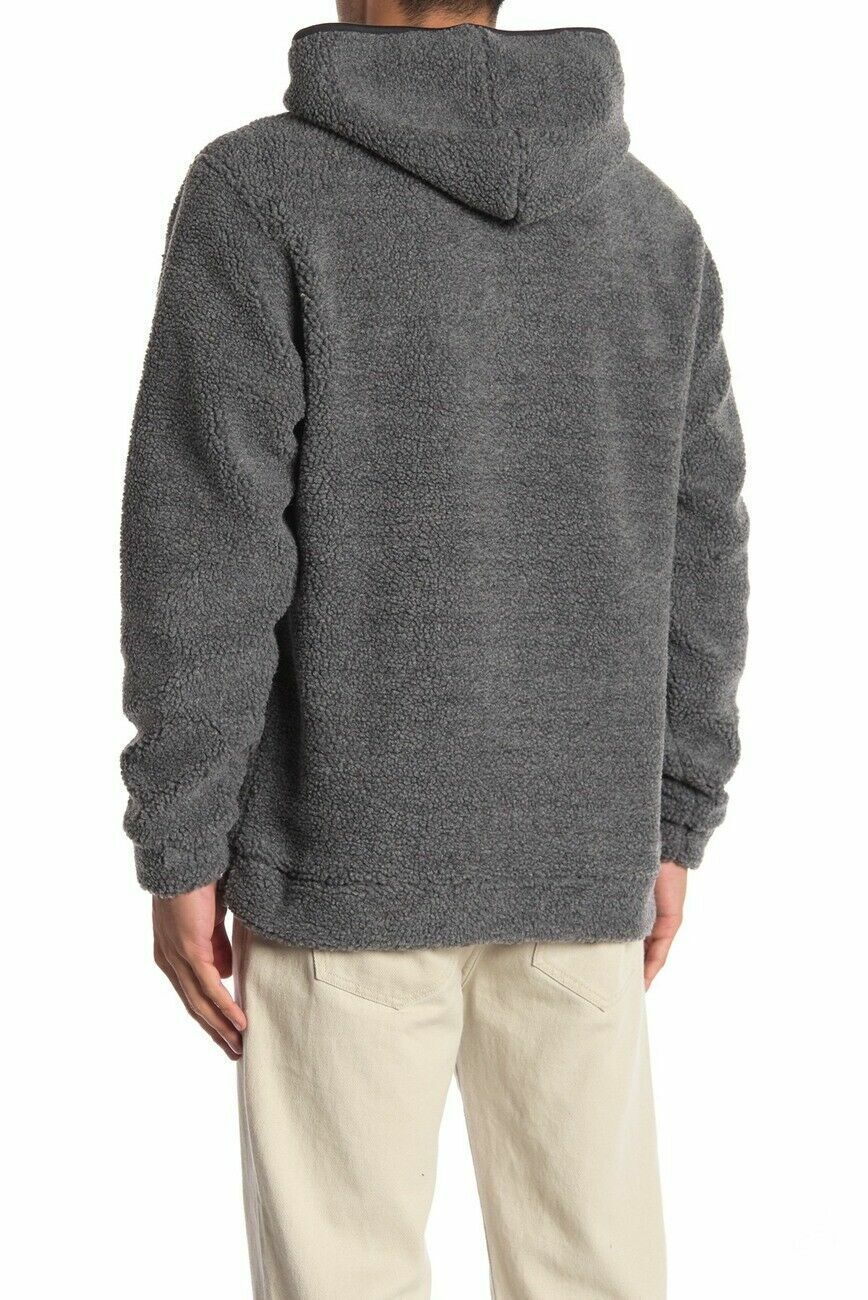 Union Denim Men L Charcoal Gray Teddy Bear Fleece Pullover Turner Hoodie Sweater