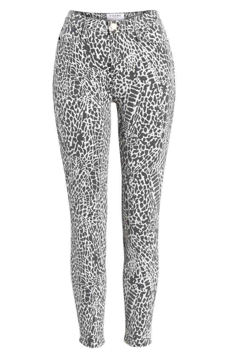 Frame Womens 26 Le High Animal Print Ankle Skinny Jeans High Waist Denim Leopard
