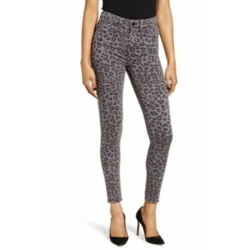 Good American Womens 0 25 Gray Leopard Good Legs Skinny Jeans Denim Pants