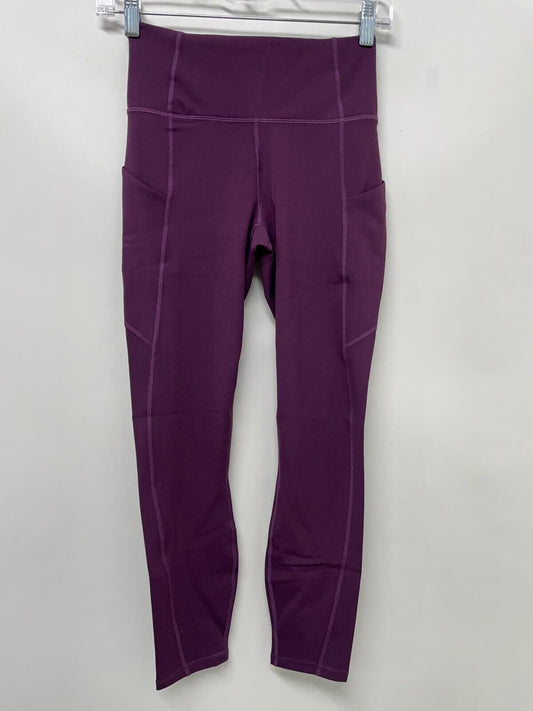 Fabletics Womens XS Oasis PureLuxe High-Waisted 7/8 Legging Burgundy Pockets NWT