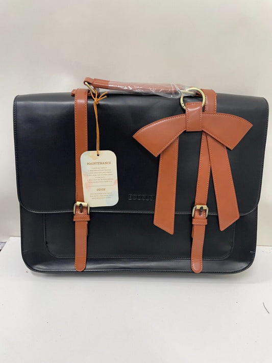 Ecosusi Classic Bow Briefcase PU Leather Laptop Bag Satchel Fit 15.6" Case Purse
