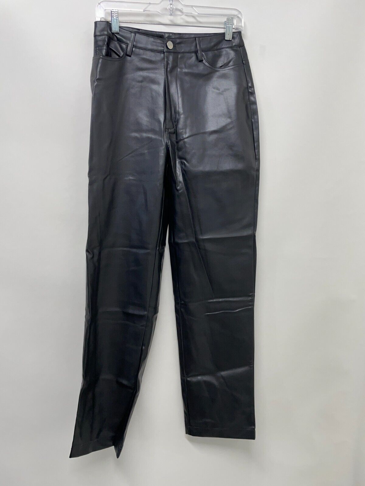 Showpo Women's 6 Dilyenne Pants Black High Waist Straight-Leg Faux Leather NWT