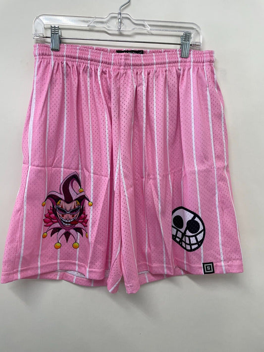 Same Slight Clothing Mens XL Joker Skull Mesh Basketball Shorts Pink C40P17