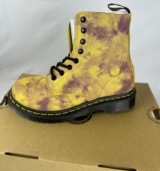 Dr. Martens Womens 7 1460 Pascal Burnt Yellow Grunge Tie-Dye Boot 27962745
