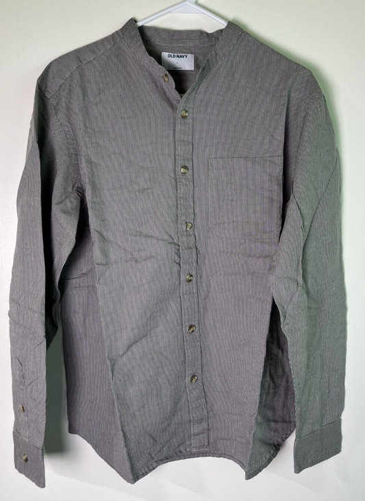 Old Navy Men's L Non-Stretch Banded-Collar Oxford Button Up Shirt Gray 876494