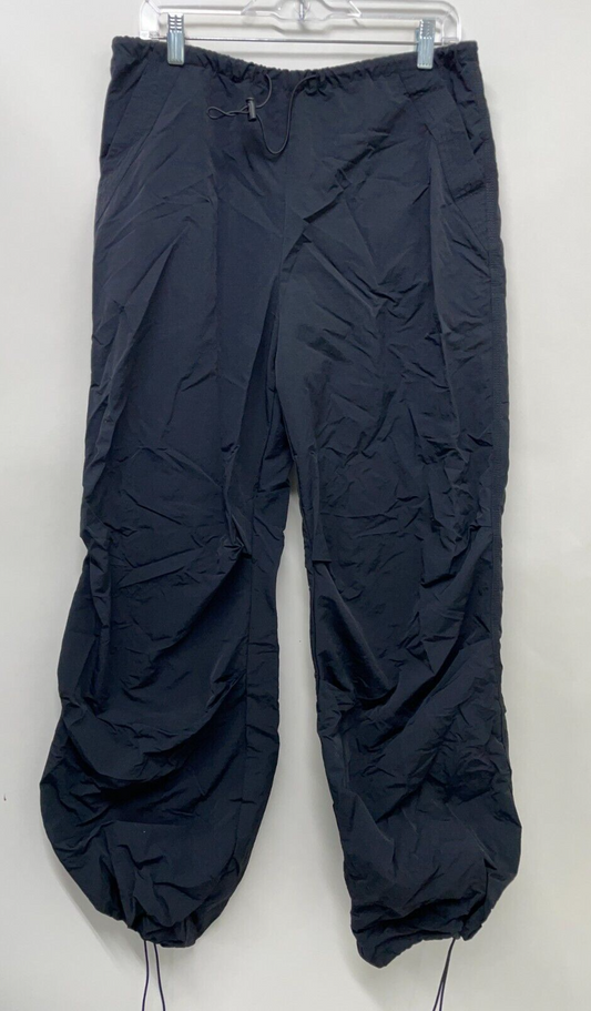 ASOS Women's 2 Parachute Cargo Pants Black Relaxed Adjustable Hem 125596697 NWT