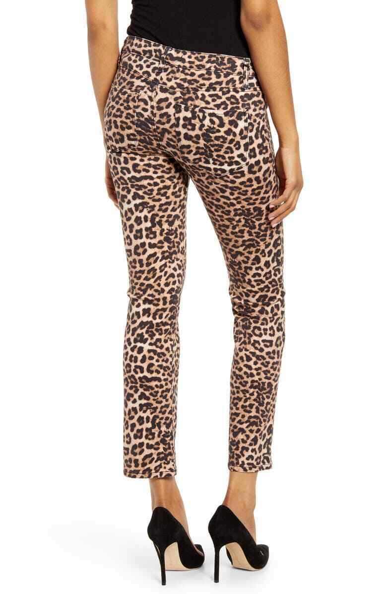 Hudson Womens 24 Classic Leopard Ankle Straight Leg Jeans Denim Pant Cheetah 25