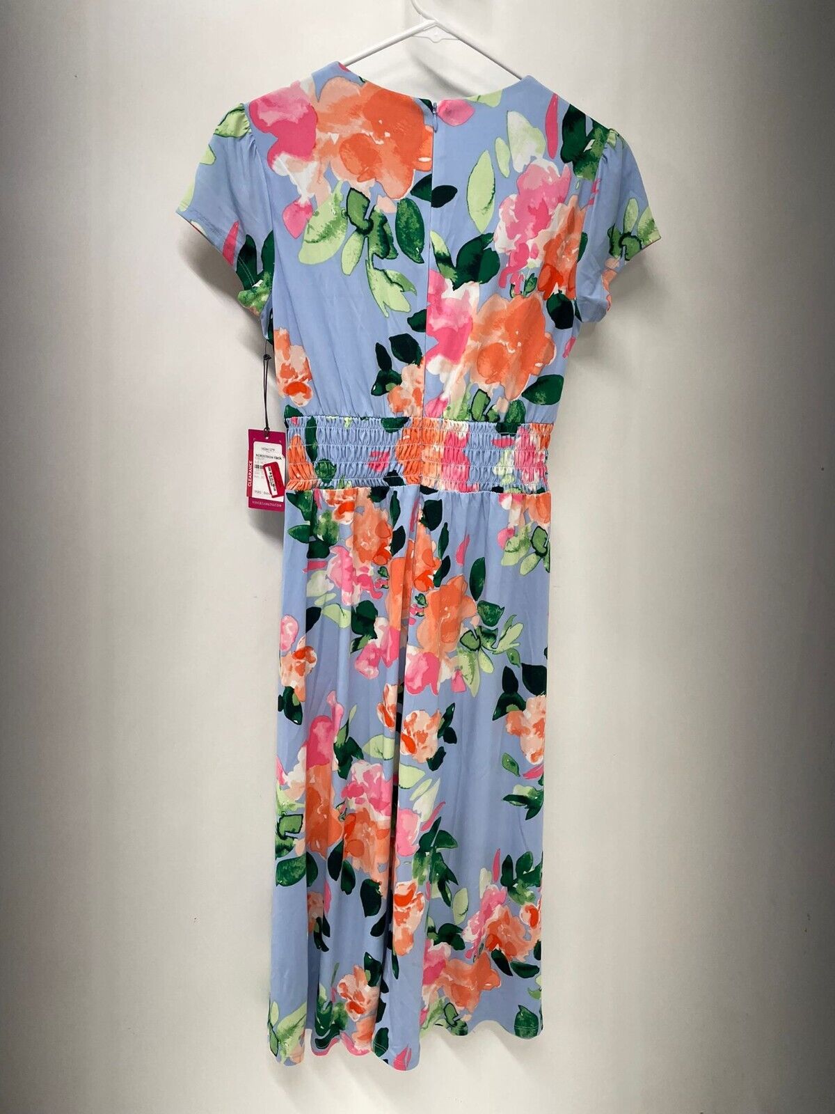 Vince Camuto Womens 2 Light Blue Floral Knit Midi Dress V-Neck VCOM1279