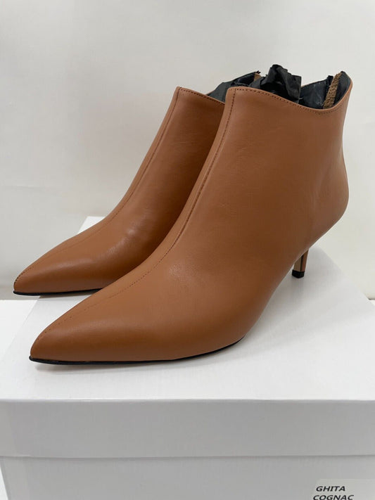 Lavorazione Artigianale Women's EU38 Ghita Pointed Toe Ankle Bootie Cognac
