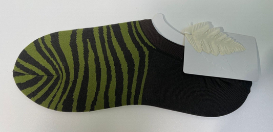 Antipast Women’s KT-156S Khaki Green Zebra Ankle No Show Socks Cotton Nylon