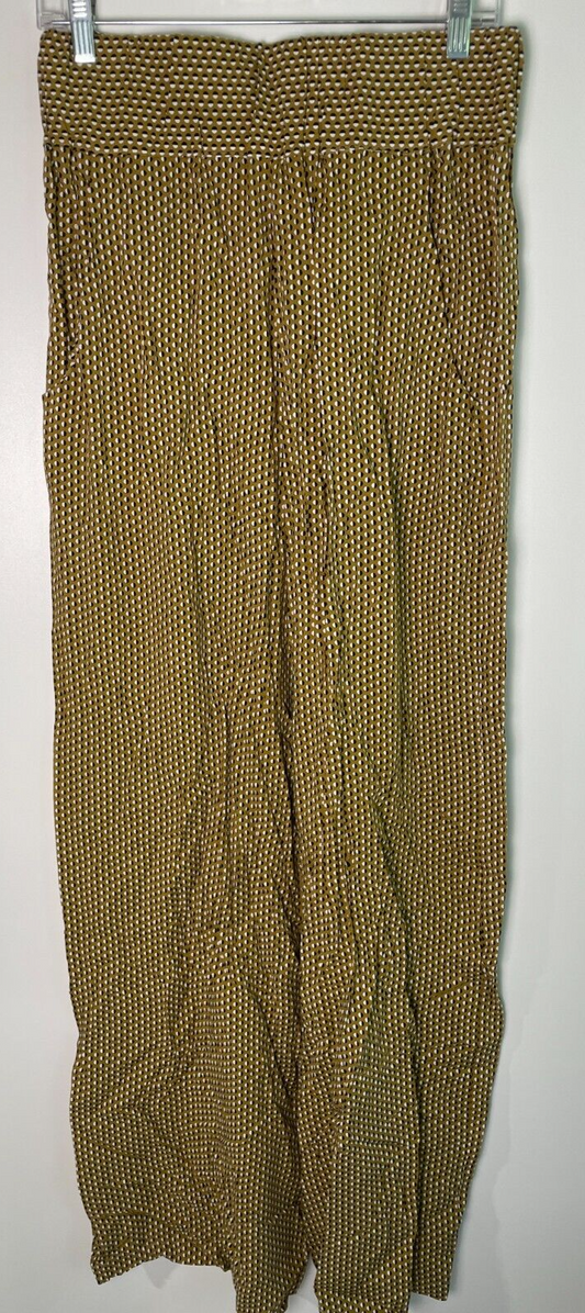 Meg Womens M Jackie 70s Print Polka Dot High Waisted Wide Flare Leg Pants